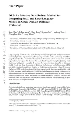DRE: An Effective Dual-Refined Method for Integrating Small and Large Language Models in Open-Domain Dialogue Evaluation