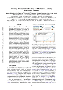 Selecting Demonstrations for Many-Shot In-Context Learning via Gradient Matching