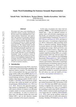 Static Word Embeddings for Sentence Semantic Representation