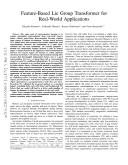 Feature-Based Lie Group Transformer for Real-World Applications