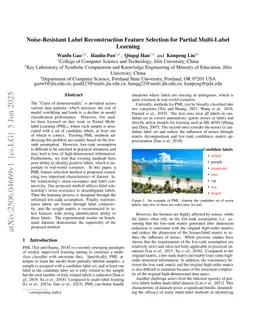 Noise-Resistant Label Reconstruction Feature Selection for Partial Multi-Label Learning