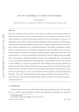 The cost of ensembling: is it always worth combining?