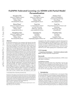 FedAPM: Federated Learning via ADMM with Partial Model Personalization