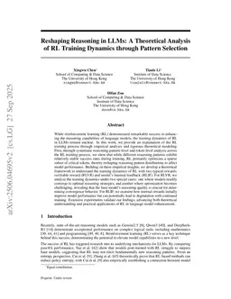 Reshaping Reasoning in LLMs: A Theoretical Analysis of RL Training Dynamics through Pattern Selection