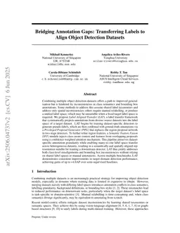 Bridging Annotation Gaps: Transferring Labels to Align Object Detection Datasets
