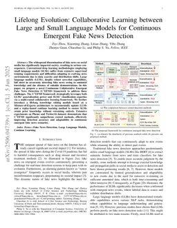 Lifelong Evolution: Collaborative Learning between Large and Small Language Models for Continuous Emergent Fake News Detection