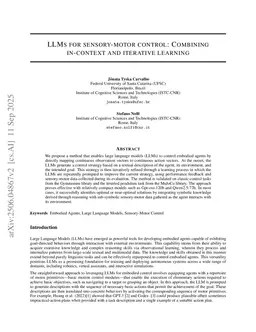 Sensory-Motor Control with Large Language Models via Iterative Policy Refinement