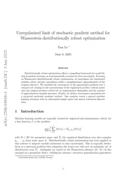 Unregularized limit of stochastic gradient method for Wasserstein distributionally robust optimization