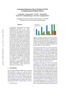 Toward Automated Robustness Evaluation of Mathematical Reasoning
