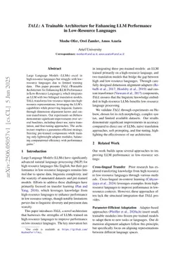 TALL -- A Trainable Architecture for Enhancing LLM Performance in Low-Resource Languages