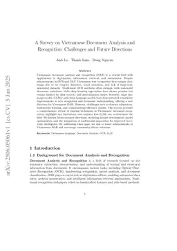 A Survey on Vietnamese Document Analysis and Recognition: Challenges and Future Directions