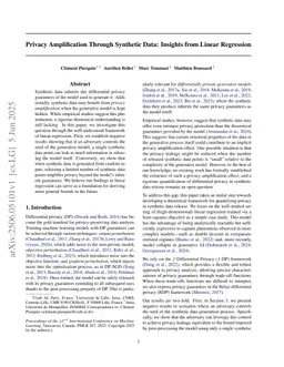 Privacy Amplification Through Synthetic Data: Insights from Linear Regression