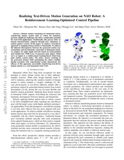 Realizing Text-Driven Motion Generation on NAO Robot: A Reinforcement Learning-Optimized Control Pipeline