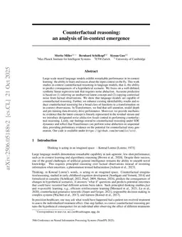 Counterfactual reasoning: an analysis of in-context emergence