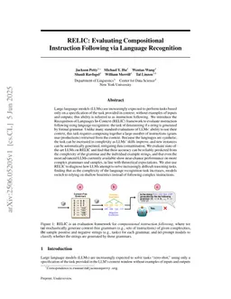 RELIC: Evaluating Compositional Instruction Following via Language Recognition