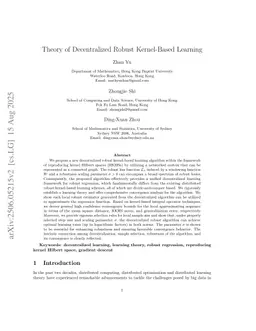 Theory of Decentralized Robust Kernel-Based Learning