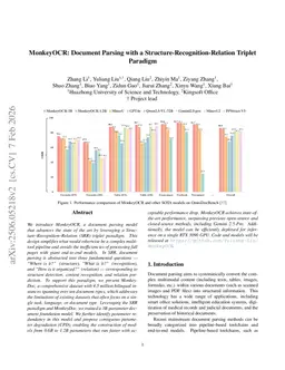MonkeyOCR: Document Parsing with a Structure-Recognition-Relation Triplet Paradigm