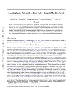 Evaluating Sparse Autoencoders: From Shallow Design to Matching Pursuit