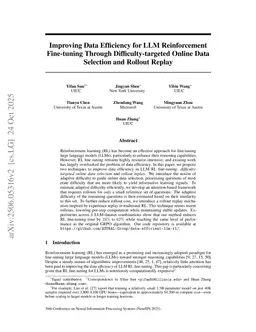 Improving Data Efficiency for LLM Reinforcement Fine-tuning Through Difficulty-targeted Online Data Selection and Rollout Replay