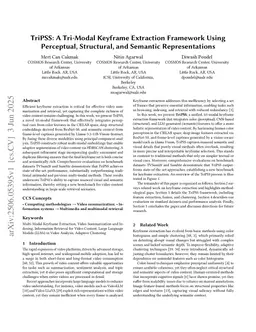 TriPSS: A Tri-Modal Keyframe Extraction Framework Using Perceptual, Structural, and Semantic Representations