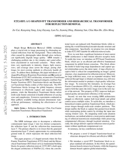 F2T2-HiT: A U-Shaped FFT Transformer and Hierarchical Transformer for Reflection Removal