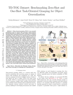 TD-TOG Dataset: Benchmarking Zero-Shot and One-Shot Task-Oriented Grasping for Object Generalization