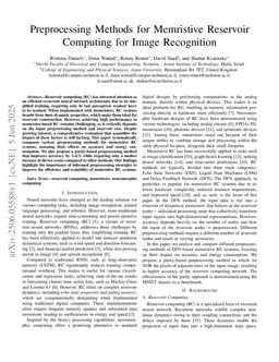 Preprocessing Methods for Memristive Reservoir Computing for Image Recognition