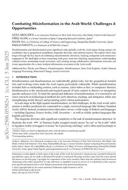 Combating Misinformation in the Arab World: Challenges & Opportunities