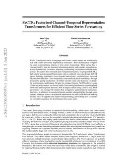 FaCTR: Factorized Channel-Temporal Representation Transformers for Efficient Time Series Forecasting