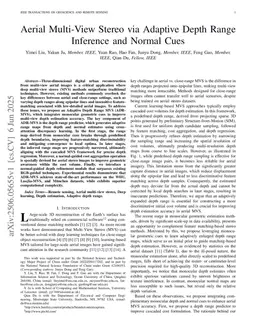 Aerial Multi-View Stereo via Adaptive Depth Range Inference and Normal Cues
