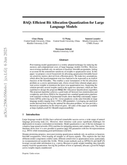 BAQ: Efficient Bit Allocation Quantization for Large Language Models
