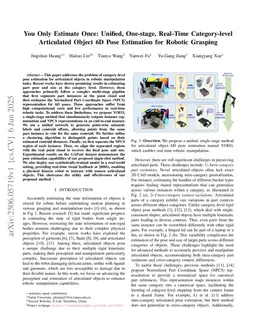 You Only Estimate Once: Unified, One-stage, Real-Time Category-level Articulated Object 6D Pose Estimation for Robotic Grasping
