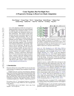 Come Together, But Not Right Now: A Progressive Strategy to Boost Low-Rank Adaptation