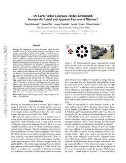 Do Large Vision-Language Models Distinguish between the Actual and Apparent Features of Illusions?