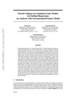 Neural Collapse in Cumulative Link Models for Ordinal Regression: An Analysis with Unconstrained Feature Model