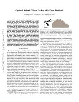 Optimal Robotic Velcro Peeling with Force Feedback