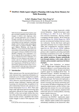 MAPLE: Multi-Agent Adaptive Planning with Long-Term Memory for Table Reasoning