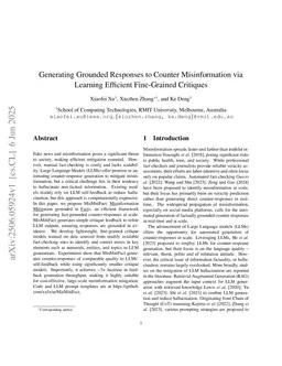 Generating Grounded Responses to Counter Misinformation via Learning Efficient Fine-Grained Critiques