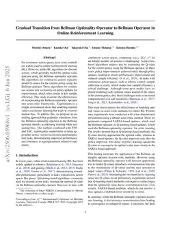 Gradual Transition from Bellman Optimality Operator to Bellman Operator in Online Reinforcement Learning