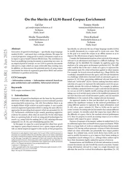 On the Merits of LLM-Based Corpus Enrichment