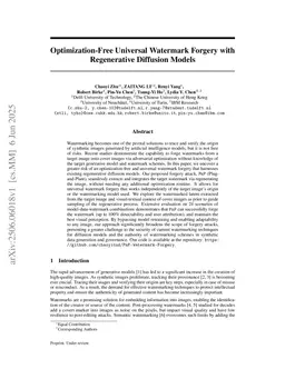 Optimization-Free Universal Watermark Forgery with Regenerative Diffusion Models