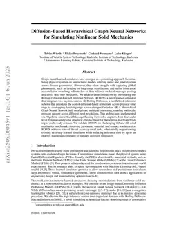 Diffusion-Based Hierarchical Graph Neural Networks for Simulating Nonlinear Solid Mechanics