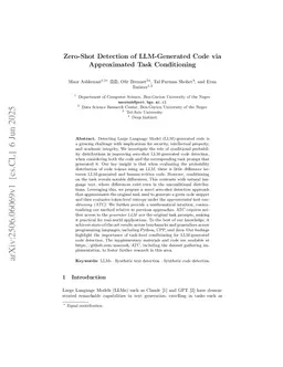 Zero-Shot Detection of LLM-Generated Code via Approximated Task Conditioning