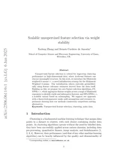 Scalable unsupervised feature selection via weight stability
