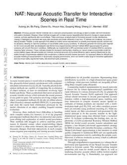NAT: Neural Acoustic Transfer for Interactive Scenes in Real Time