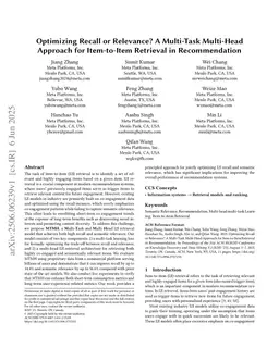 Optimizing Recall or Relevance? A Multi-Task Multi-Head Approach for Item-to-Item Retrieval in Recommendation