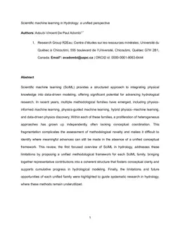 Scientific machine learning in Hydrology: a unified perspective