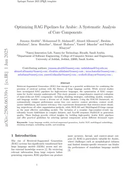 Optimizing RAG Pipelines for Arabic: A Systematic Analysis of Core Components