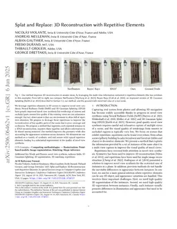 Splat and Replace: 3D Reconstruction with Repetitive Elements