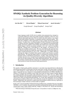 SPARQ: Synthetic Problem Generation for Reasoning via Quality-Diversity Algorithms